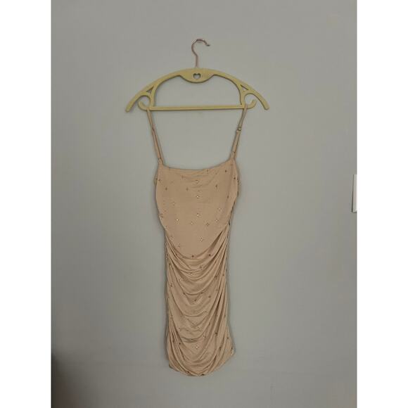 Elsie & Fred Nude Mini Bodycon Dress with Gold Stars - Picture 7 of 7
